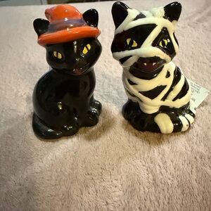 Halloween Black Cat Salt and pepper shakers